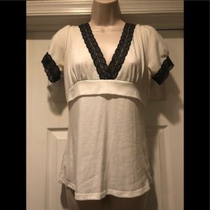 Body Central Ivory with Black Lace Top